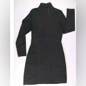 ATHLETA Cassidy Ponte Knit 1/2 Zip Long Sleeve Dress BLACK Women's